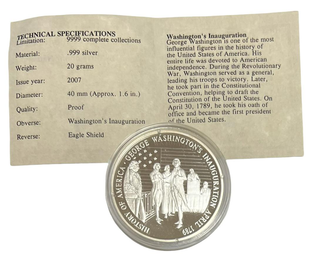 2007 Washington's Inauguration -The Birth of Our Nation Commemorative Coin American Mint .999 Silver (1 of 2)