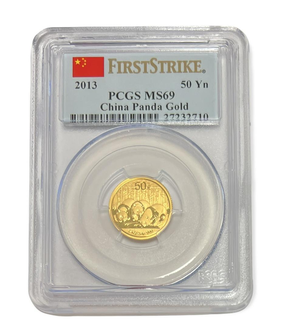 2013 50 Yuan China Gold Panda PCGS MS69 First Strike 1/10 oz .999 Gold (1 of 2)
