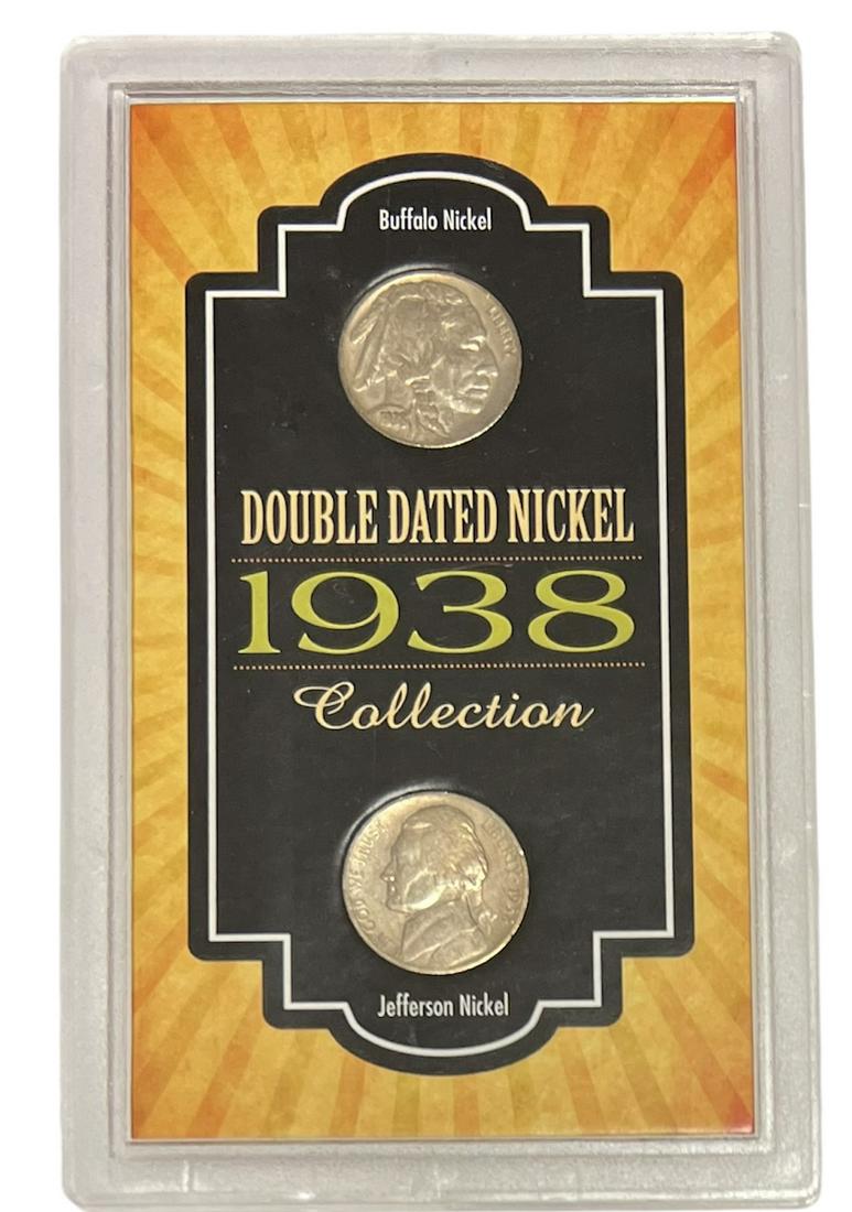 1938 Double Dated Nickel Collection - 1938-D Buffalo nickel and 1938-P Jefferson Nickel (1 of 2)