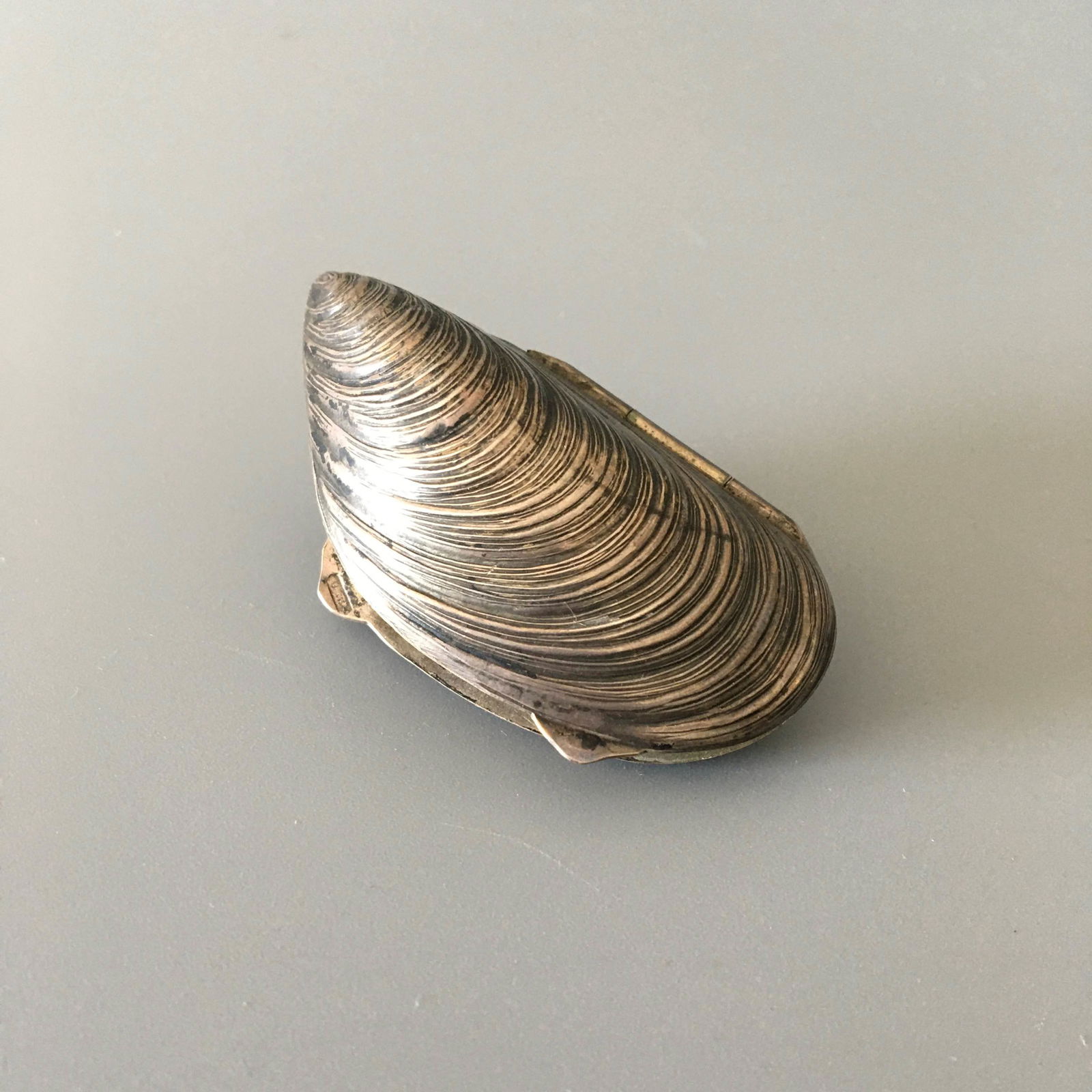 800 Silver Italian Mussel Pill Box (1 of 2)