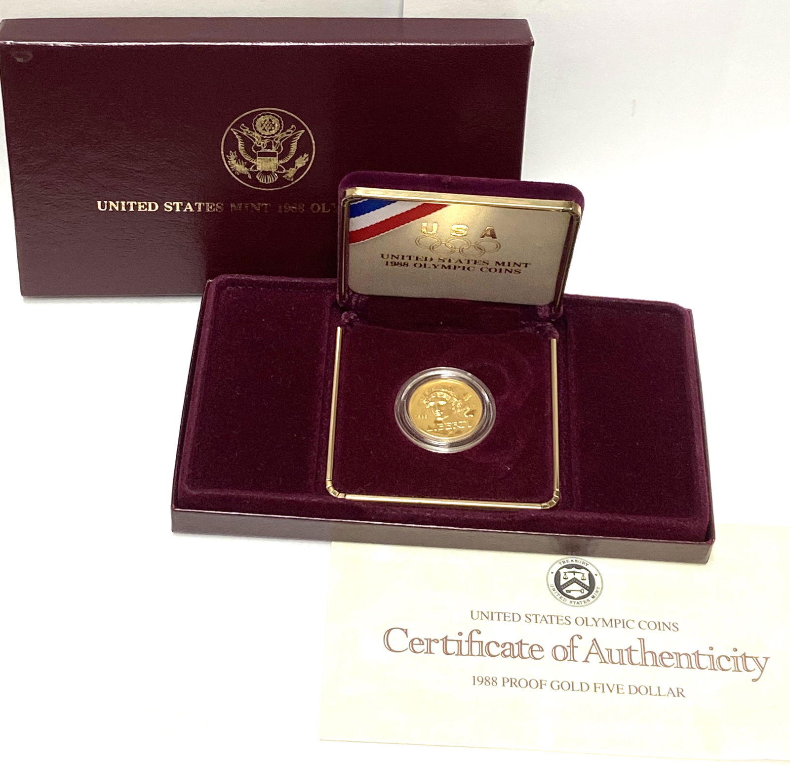 1988-W $5 U.S. Olympic Commemorative Gold Five Dollar Proof OGP (1 of 9)