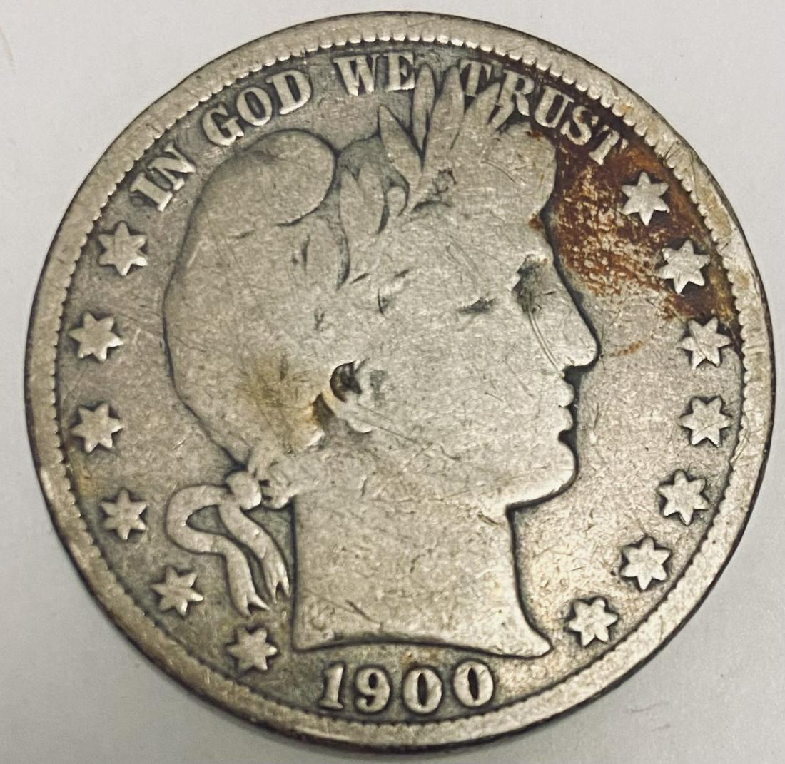 1900-P 50c Barber Silver Half Dollar VG-F (1 of 2)