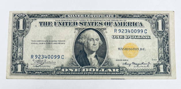 1935A $1 Silver Certificate Yellow Seal North Africa FR #2306 VF-XF: 1935A $1 Silver Certificate Yellow Seal North Africa FR #2306 VF-XF