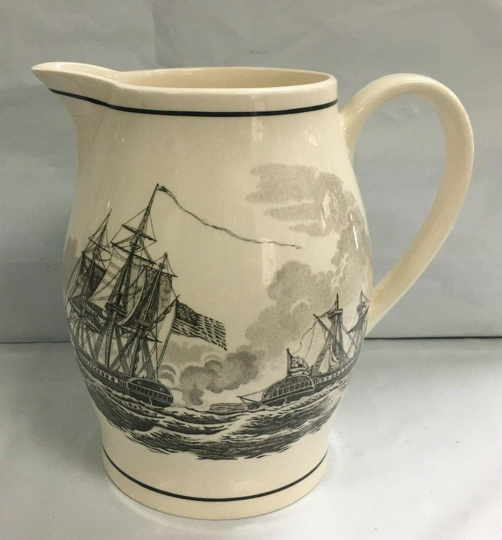 Wedgewood of Etruria & Barlaston "Capture of H.B.M. Frigate" Ivory Pitcher 6.5" (1 of 10)