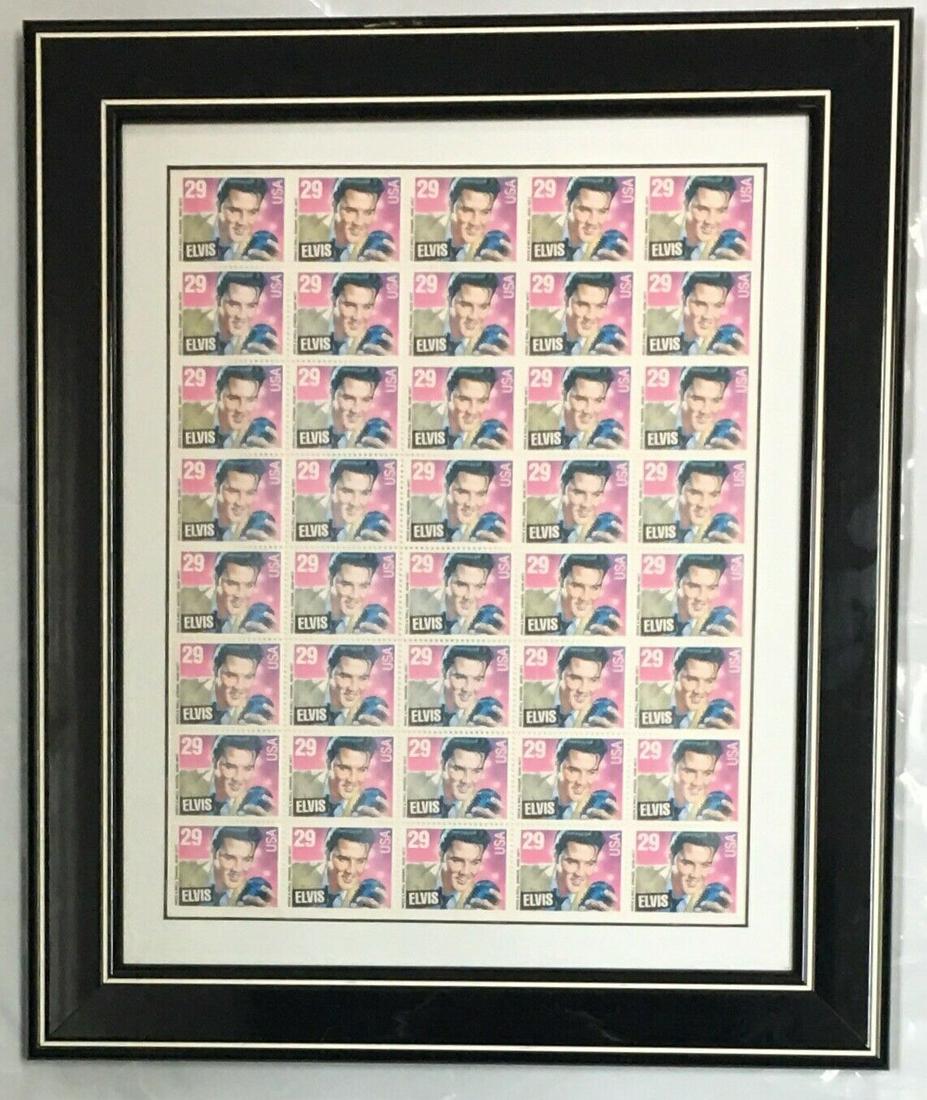 Elvis Presley Framed 29 Cent Stamps Full Sheet & Envelope 11 6/8" x 14" (1 of 6)