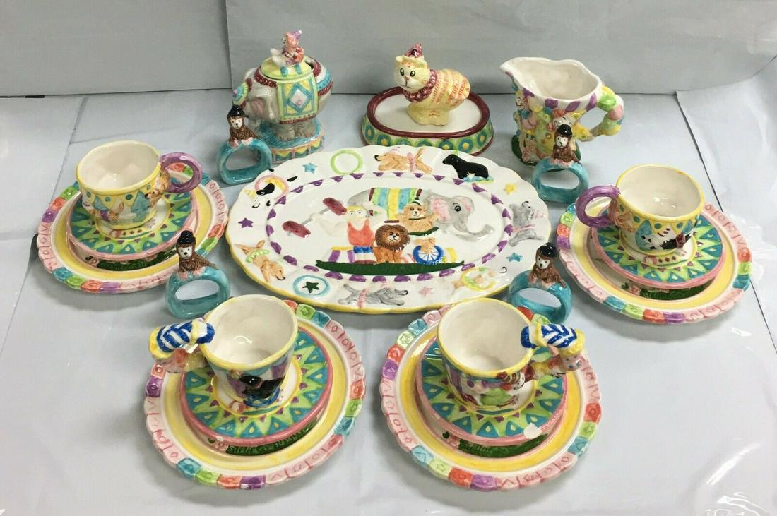 Vintage 1995 Mercuries Circus 22 Piece Hand Painted Children's Tea Set (1 of 12)