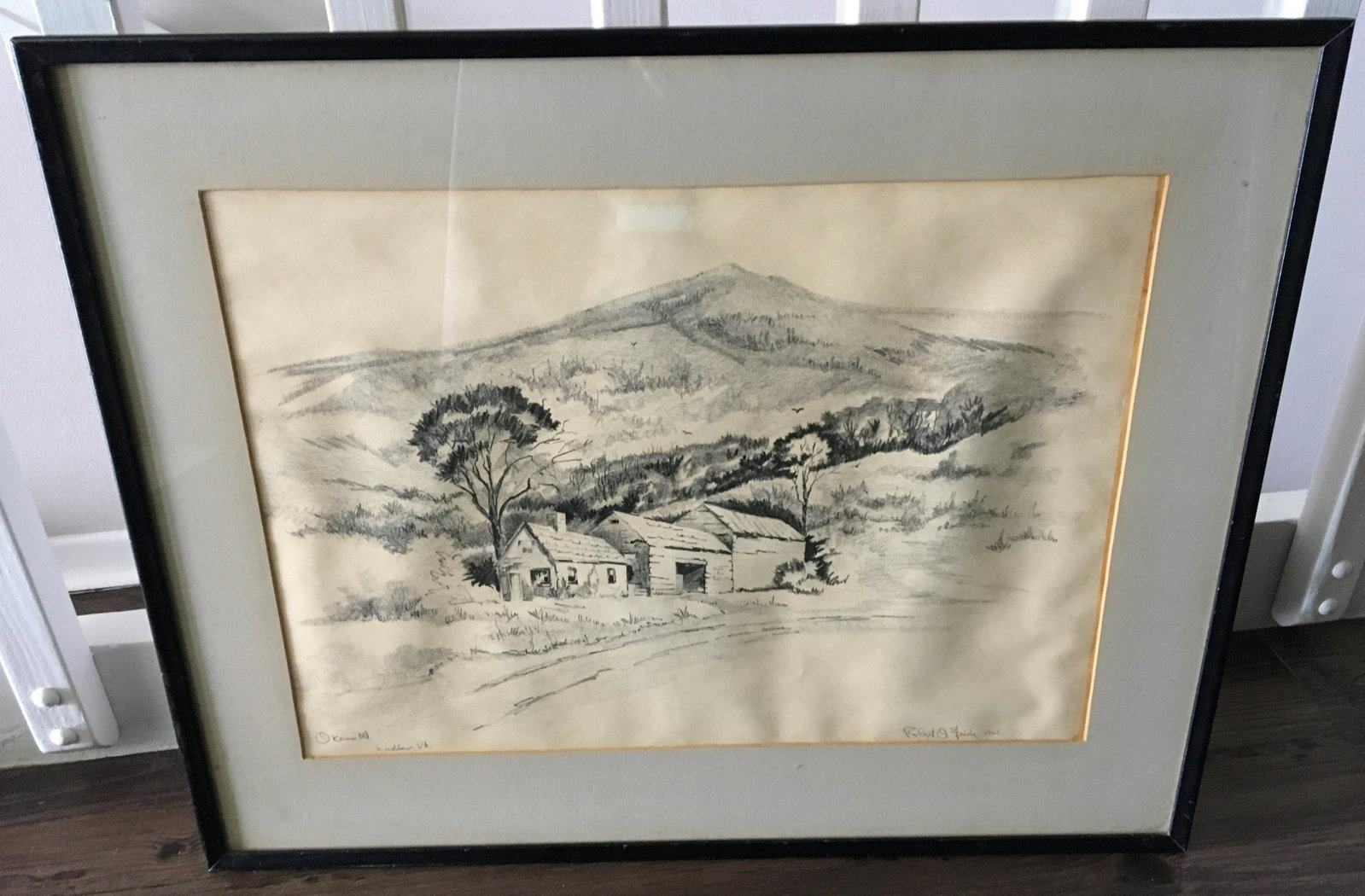 Robert O. Frick (American 1920-1997) "Okemo Mt.": Robert O. Frick (American 1920-1997) "Okemo Mt.", Pencil Sketch, Signed, 20 1/2 x 25 in. Framed and Glazed.