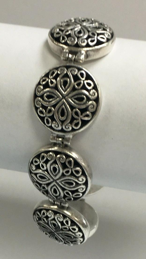 ATI Indonesia .925 Sterling Silver Ornate Filigree Rounds Bracelet 6 7/8" (1 of 12)
