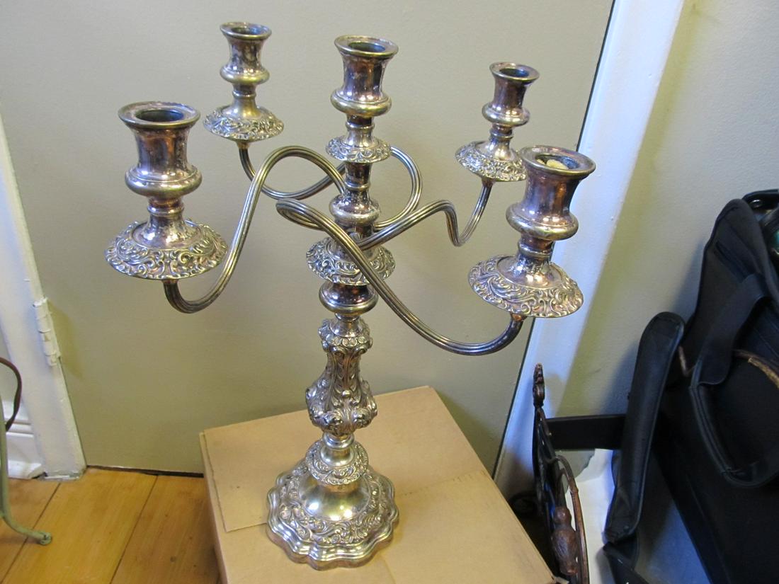 GORHAM LGE SILVERPLATE WORN CANDLELABRA 19? H / UNDAMAGED COND (1 of 10)