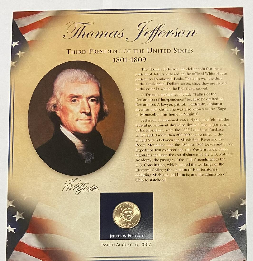 2007-P Thomas Jefferson Dollar with Stamps: 2007-P Thomas Jefferson Dollar with Stamps