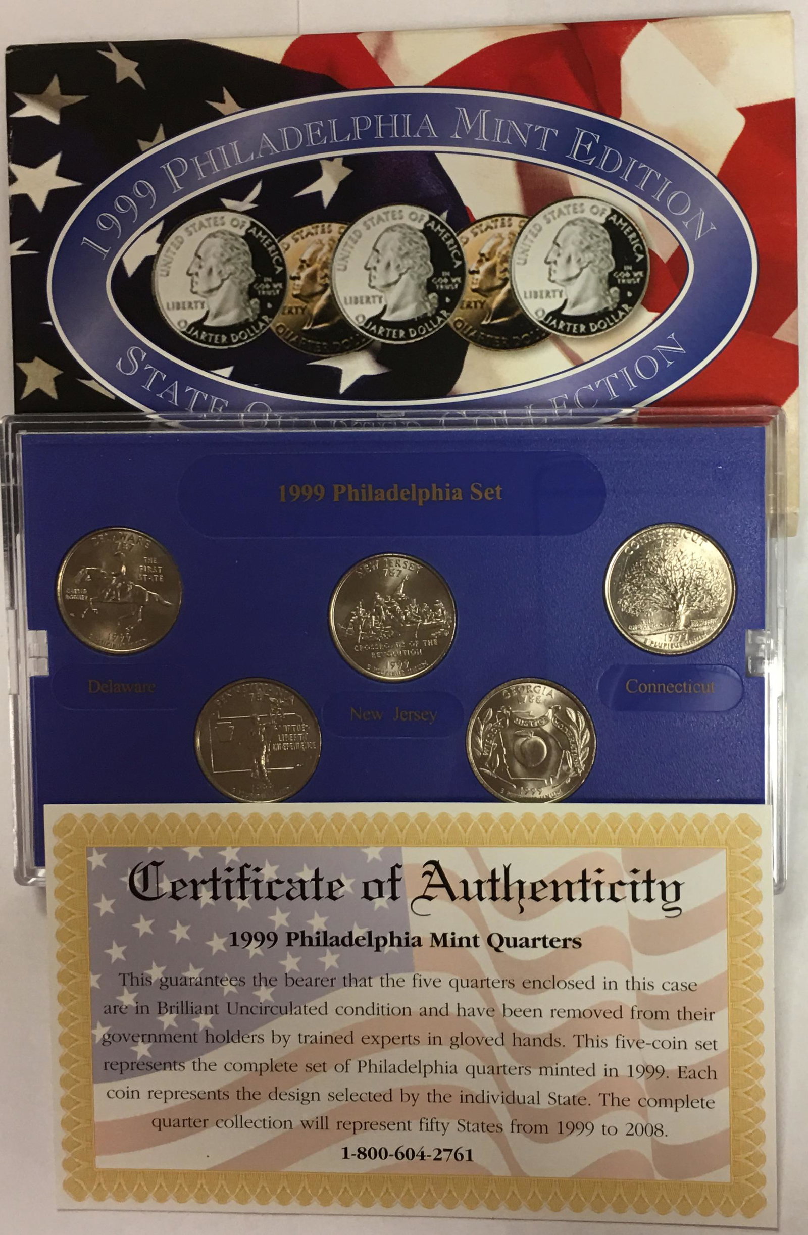 1999 P Philadelphia Mint Edition State Quarter Collection w/Box BU (1 of 4)