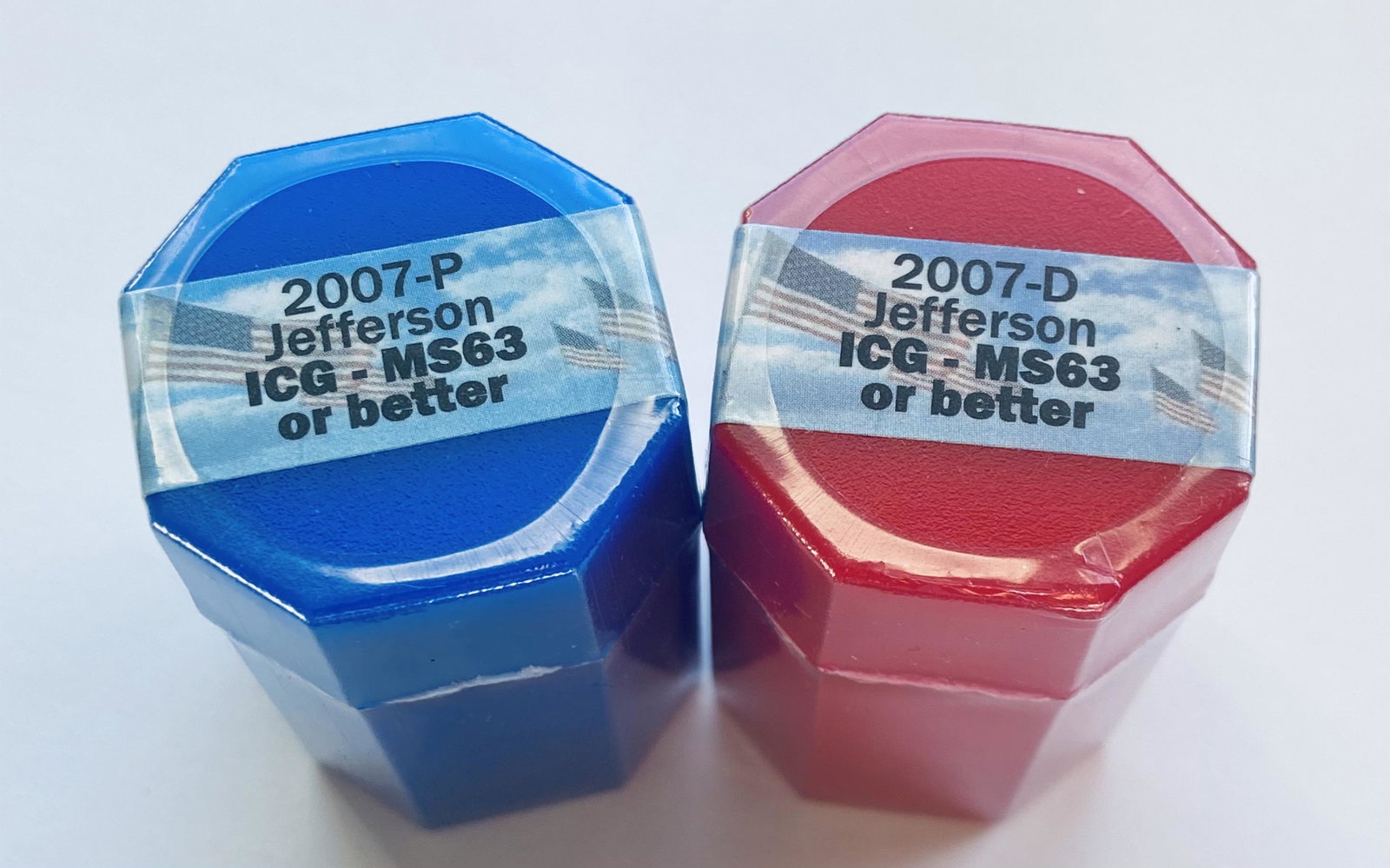 2007 P&D Set of Thomas Jefferson Presidential Dollars Sealed Rolls of 20 ICG MS63 (1 of 2)