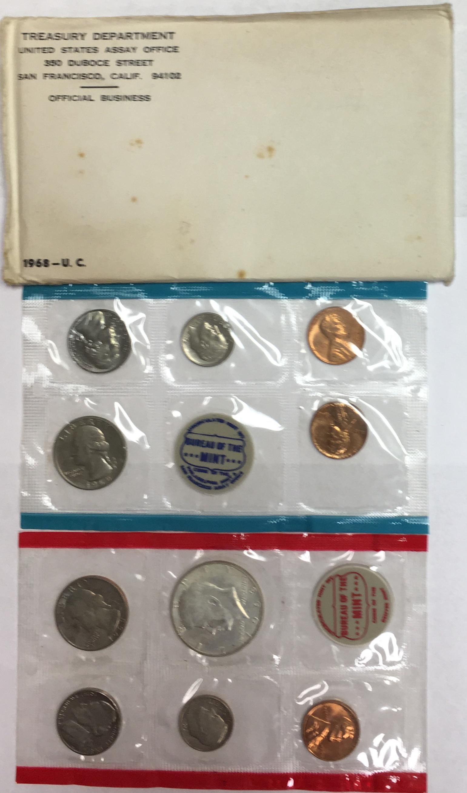 1968 P,D U.S. Mint Set in Original Government Packaging Uncirculated (1 of 3)