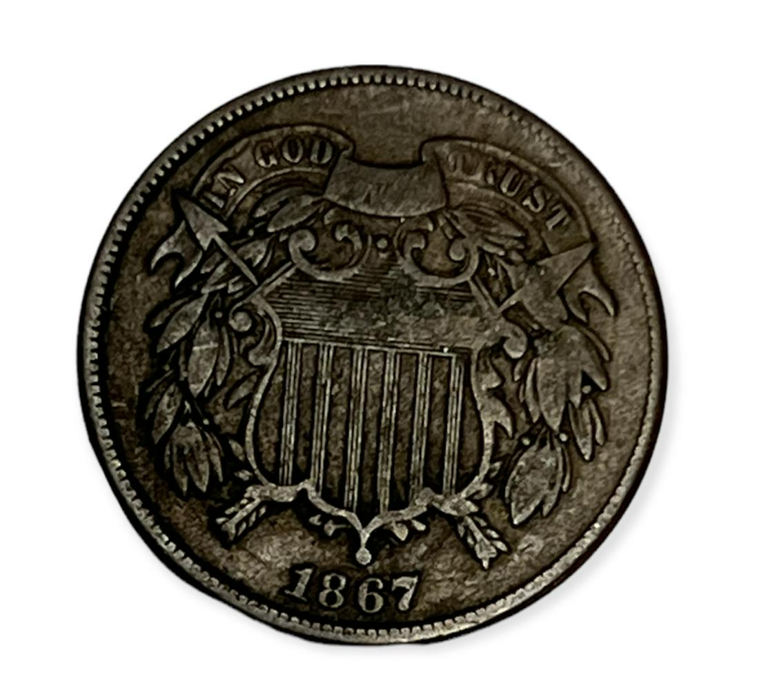 1867 Two-Cent Pieces Average Circulated 2c G-VG (1 of 2)