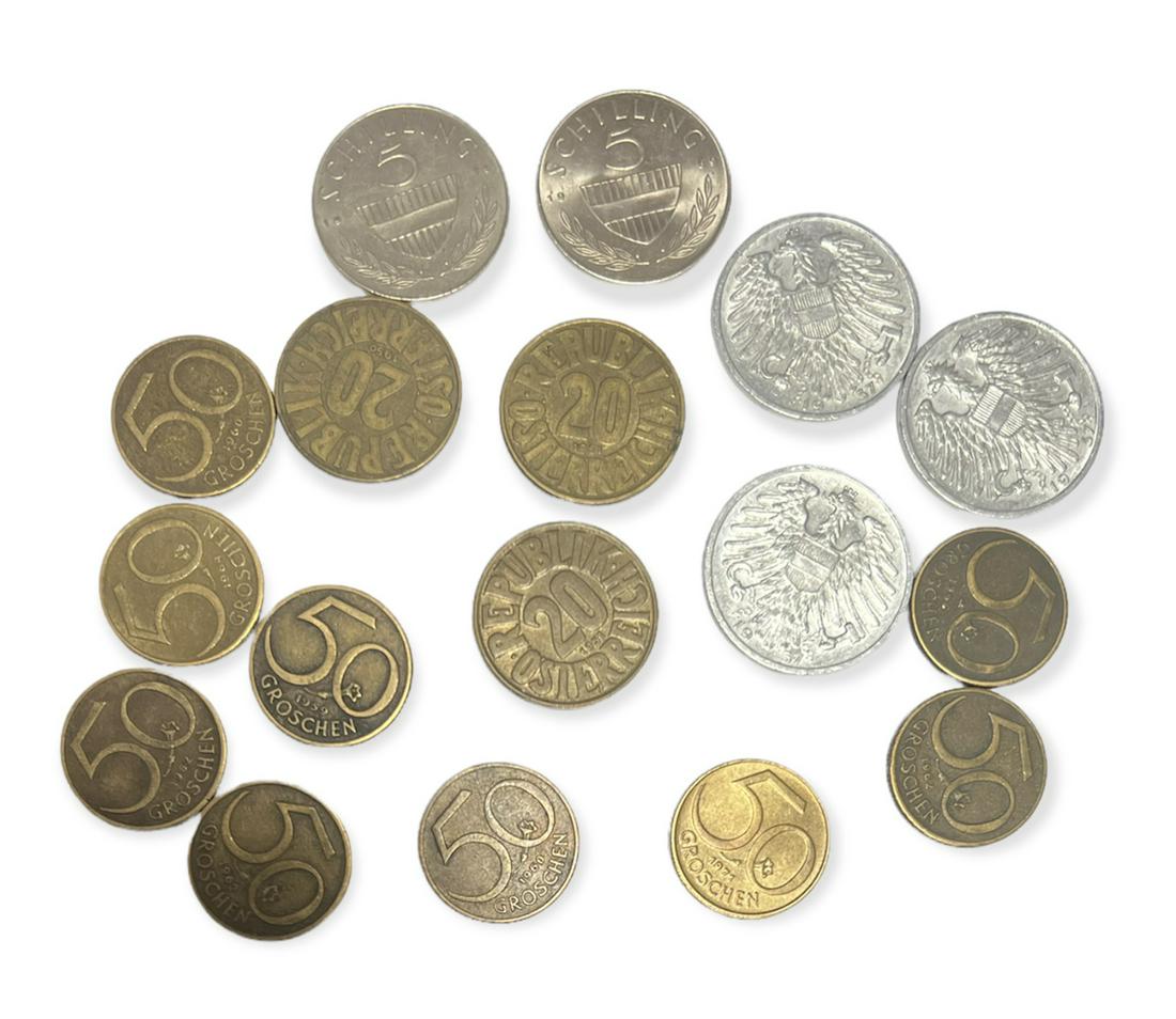 Lot of 17 Austrian Coins Mixed Dates and Denominations (1 of 2)