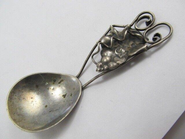 SAV GRAPES LEAF 830 SILVER DENMARK SPOON 1948 3 5/8? XLNT COND NO MONO (1 of 7)