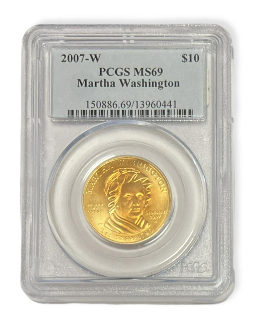 2007-W $10 First Spouse Series Martha Washington $10 PCGS MS69 - 1/2 oz .9999 Fine Gold (1 of 2)