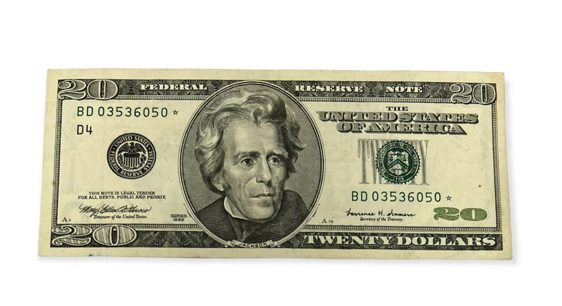 1999 $20 Cleveland Federal Reserve Star Note FR #2085-D* LOW Serial #03536050* (1 of 2)