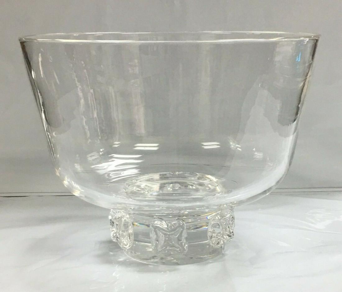 Vintage STEUBEN Large Heavy Crystal Art-Glass Footed Centerpiece Fruit Bowl (1 of 12)
