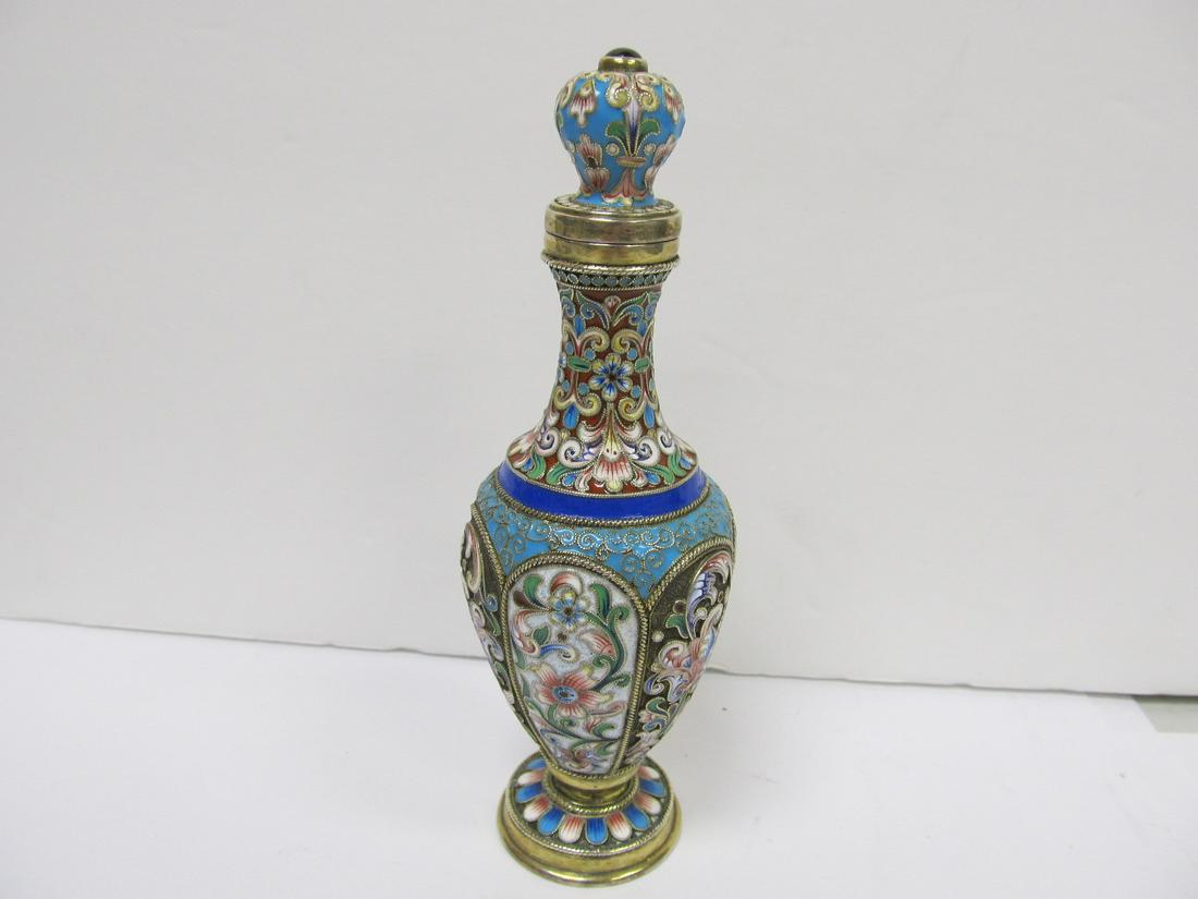 ML RUSSIA IMPERIAL 88 SILVER ENAMEL LIDDED PERFUME POST-1908 5 1/2 H XLNT COND" (1 of 11)