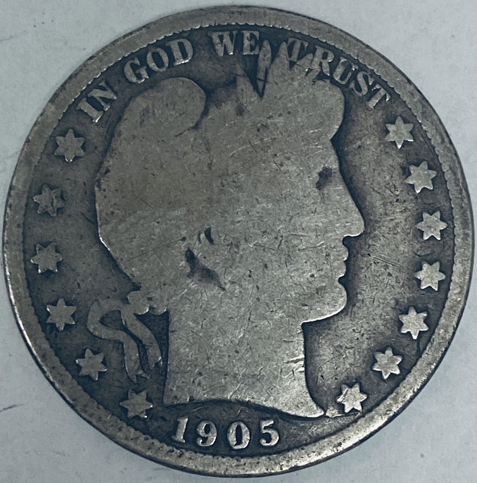 1905-S 50c Barber Silver Half Dollar G-VG (1 of 2)