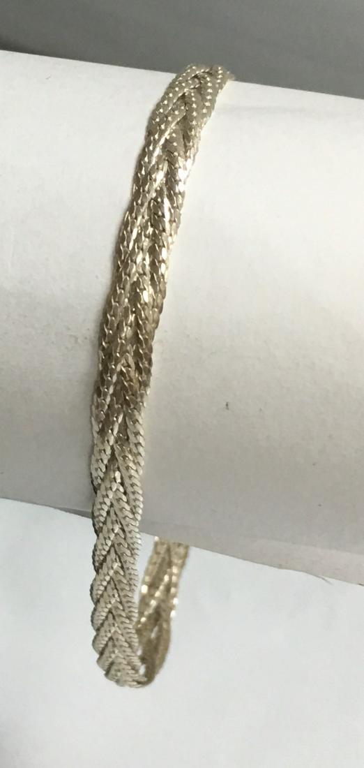Gorgeous Italy .925 Sterling Silver Braided Herringbone Bracelet 7.25" (1 of 8)