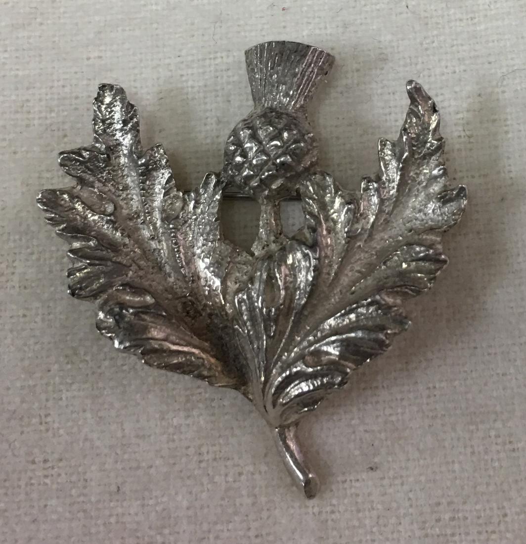 Vintage Scotland .925 Sterling Silver Thistle Brooch Pin (1 of 5)