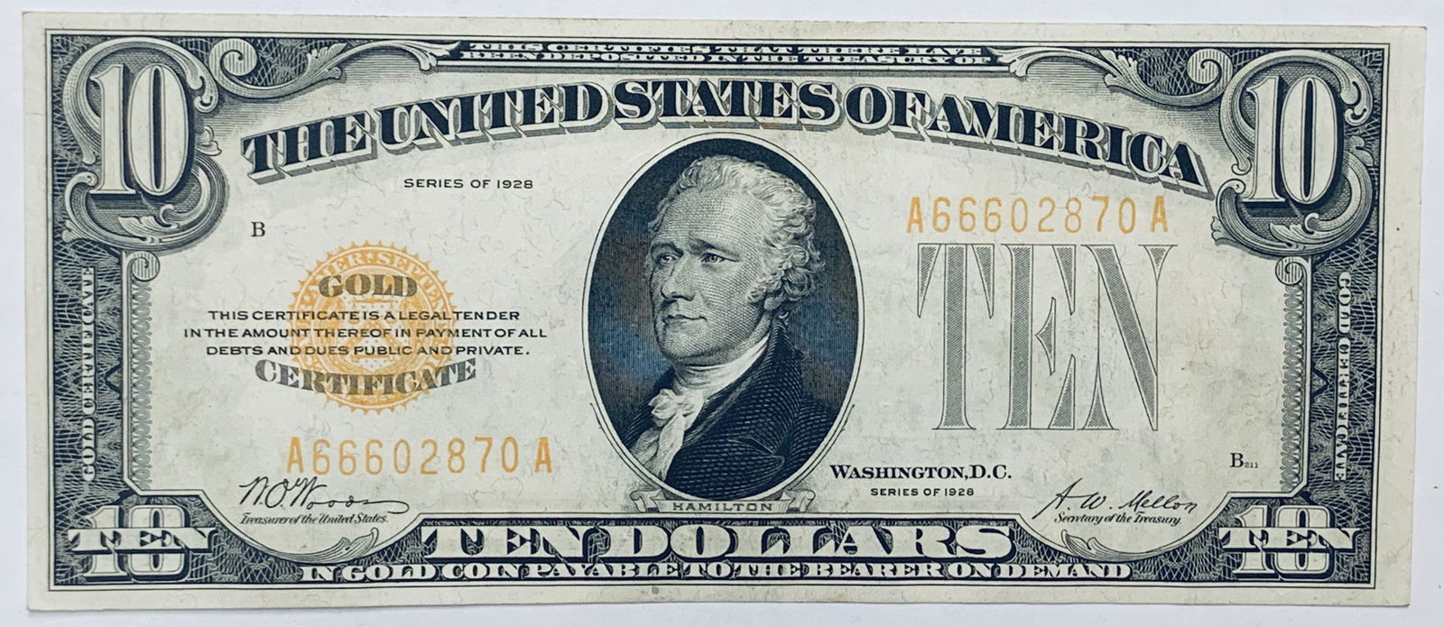 1928 $10 Gold Certificate FR #2400 Woods/Mellon (1 of 2)