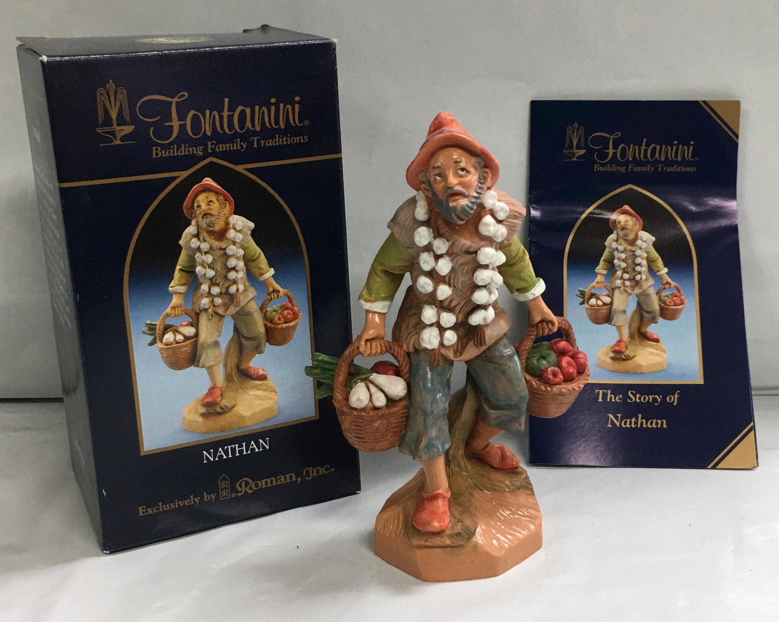 1987 Fontanini The Nativity Collection # 52598 Nathan Figure: This figure is part of The 5" Collection. It comes in original box and the story booklet.