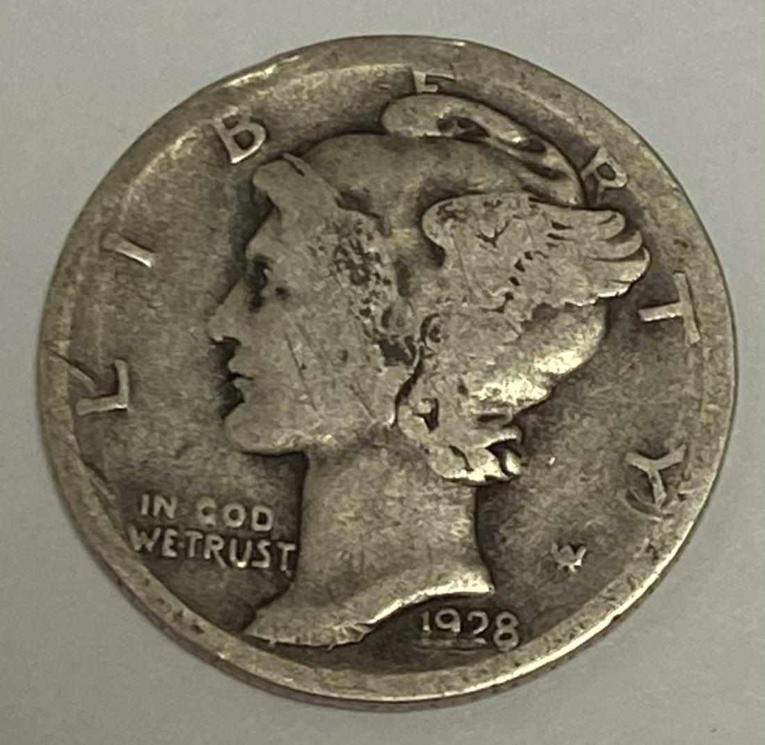 1928 S Mercury Dime 90% Silver 10c Average Circulated (1 of 2)