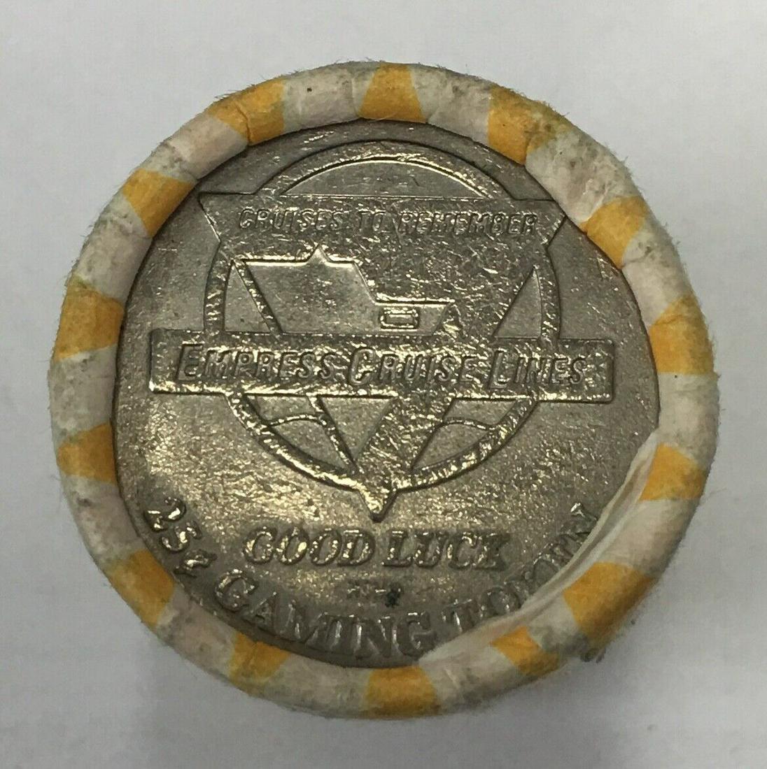$5 Roll of 25 Cent San Cruz Florida & Empress Cruise Lines Casino Gaming Tokens (1 of 4)
