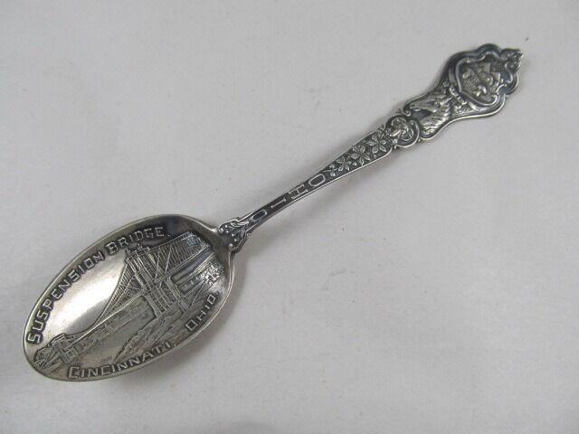 P & B CINCINNATI OH BRIDGE STERLING SOUVENIR SPOON XLNT CONDITION NO MONO (1 of 7)