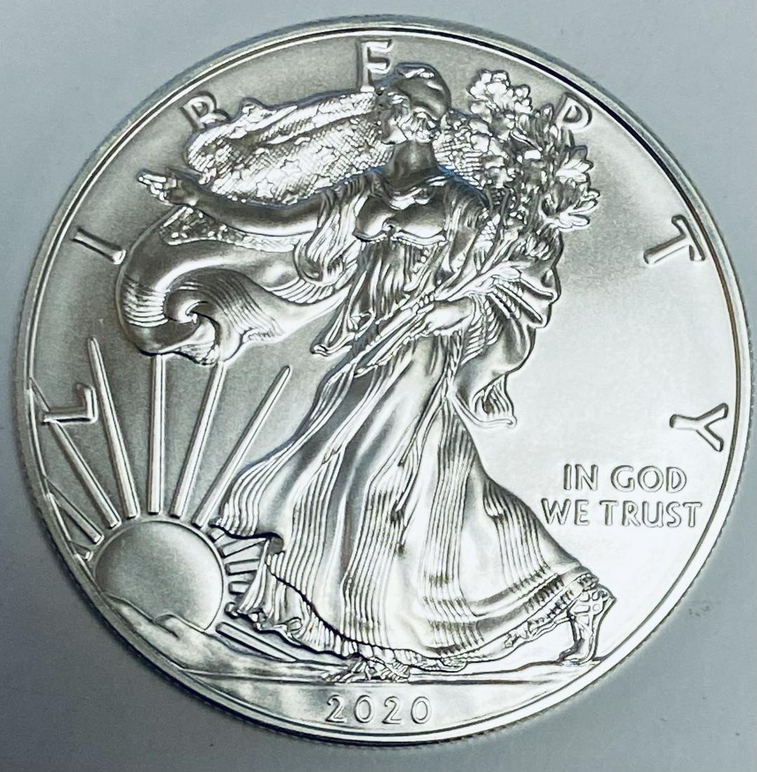 2020 $1 American Silver Eagle 1 oz .999 Fine Silver BU (1 of 2)