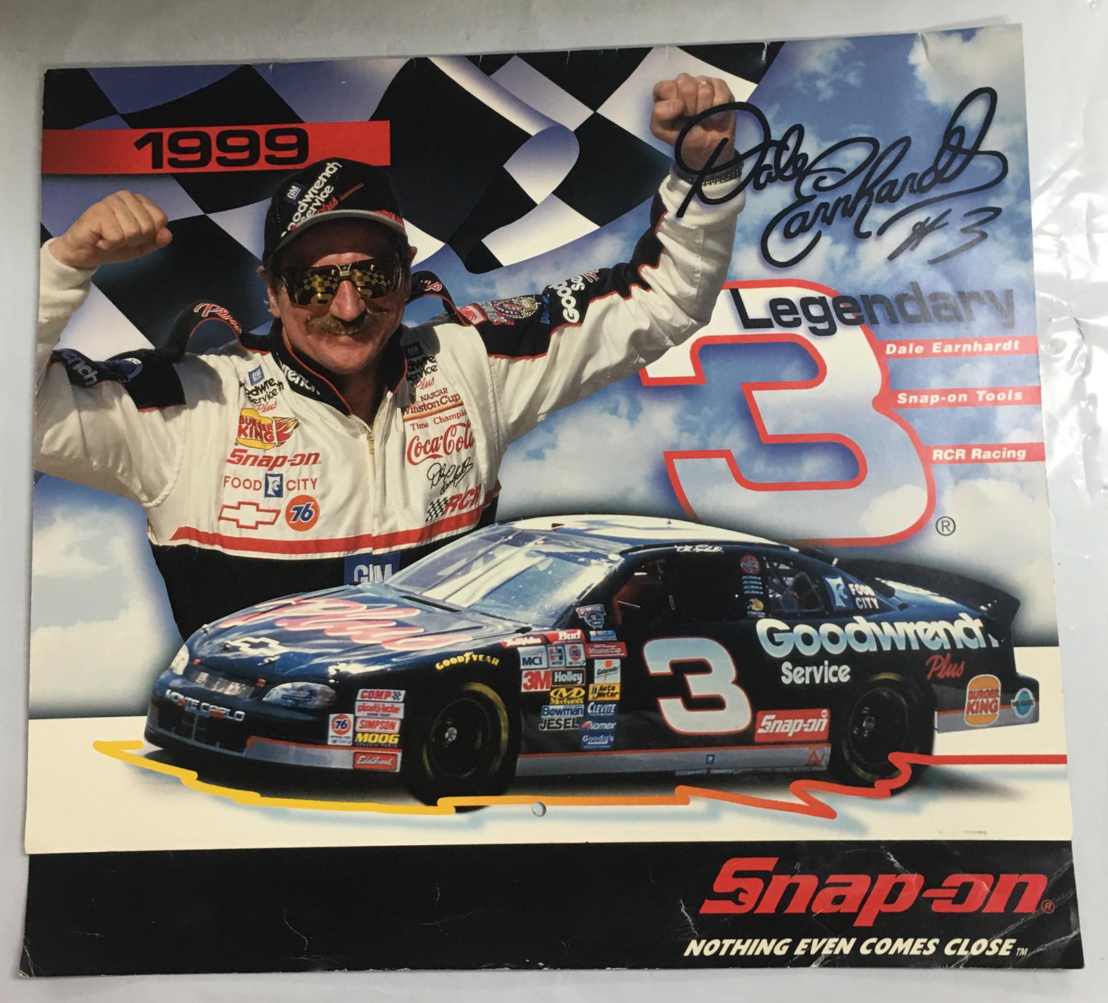 Vintage 1999 Snap-on Tools Dale Earnhardt #3 12 Month Calendar (1 of 7)