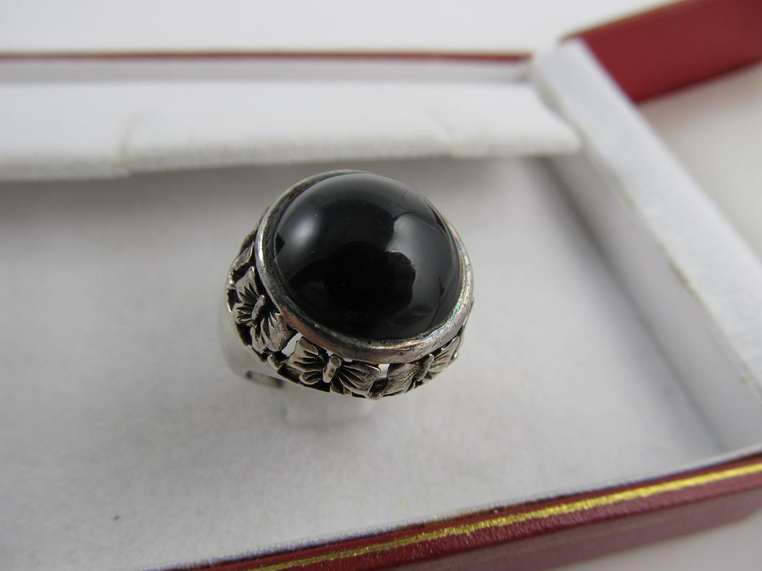STERLING SILVER BLACK ONYX STONE FINE RING SIZE 6 1/2 XLNT COND (1 of 5)