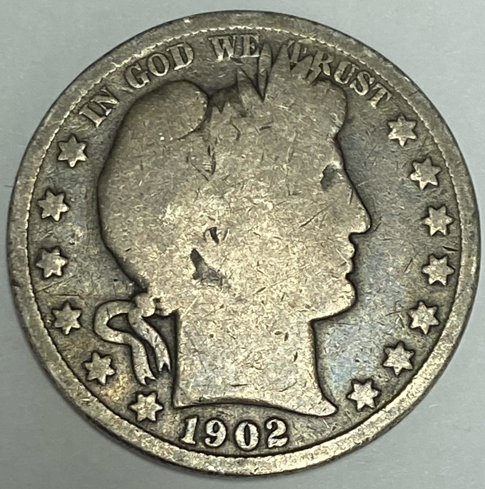 1902-P 50c Barber Silver Half Dollar G-VG (1 of 2)