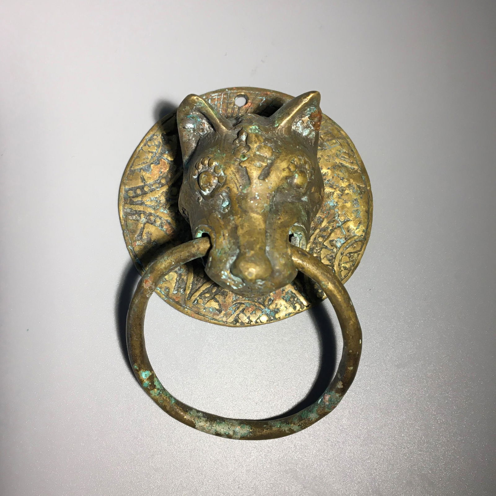 Vintage Brass Wolf's Head Door Knocker (1 of 2)