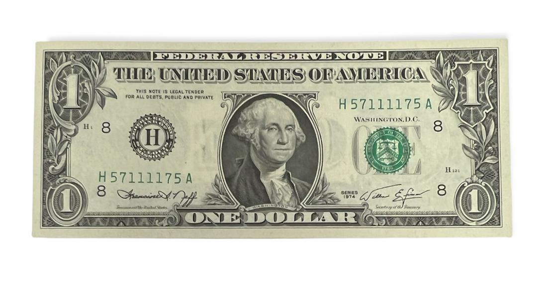 1974 $1 Federal Reserve Note St. Louis Neff & Simon FR #1908-H Fancy Number #57111175 (1 of 2)