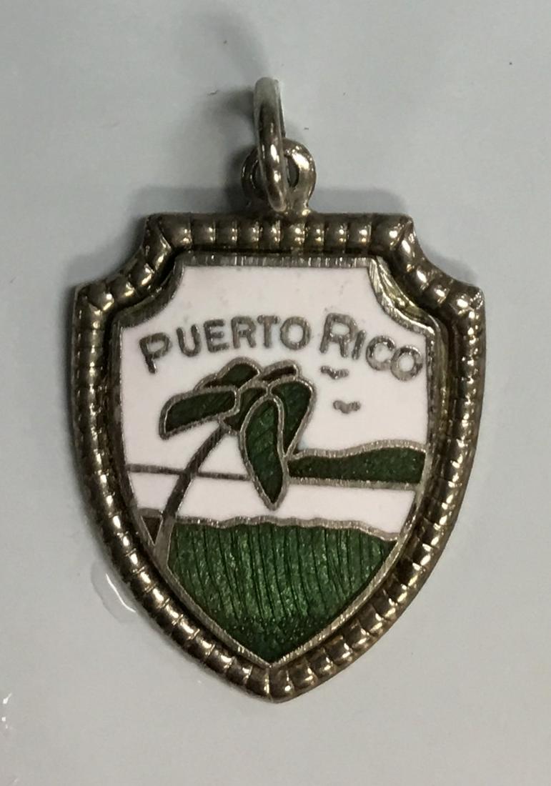 Vintage Silver Plated Puerto Rico Enamel Travel Shield Charm Pendant (1 of 3)