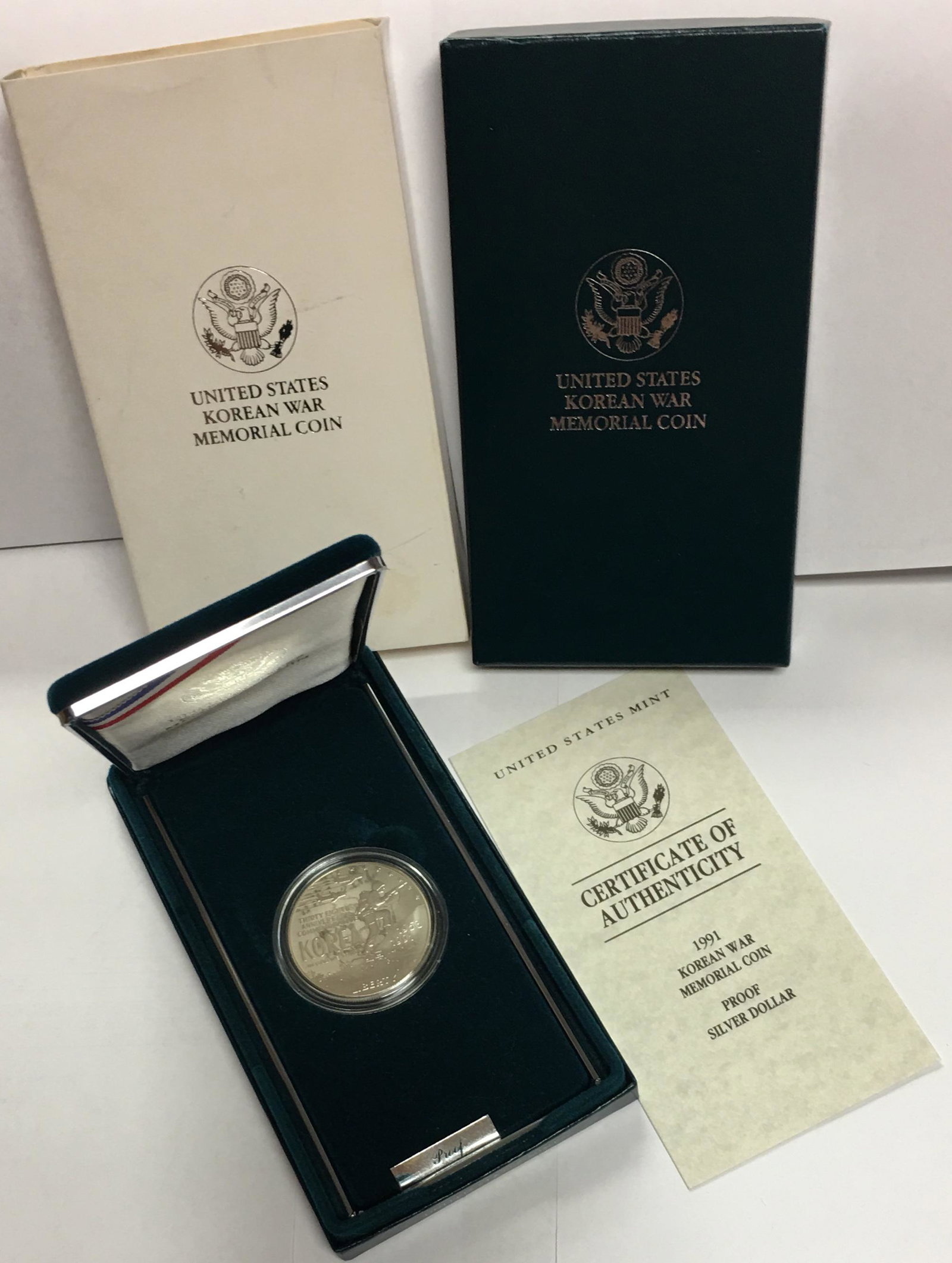 1991-P $1 Korean War Memorial Commemorative Silver Dollar in OGP Proof (1 of 5)