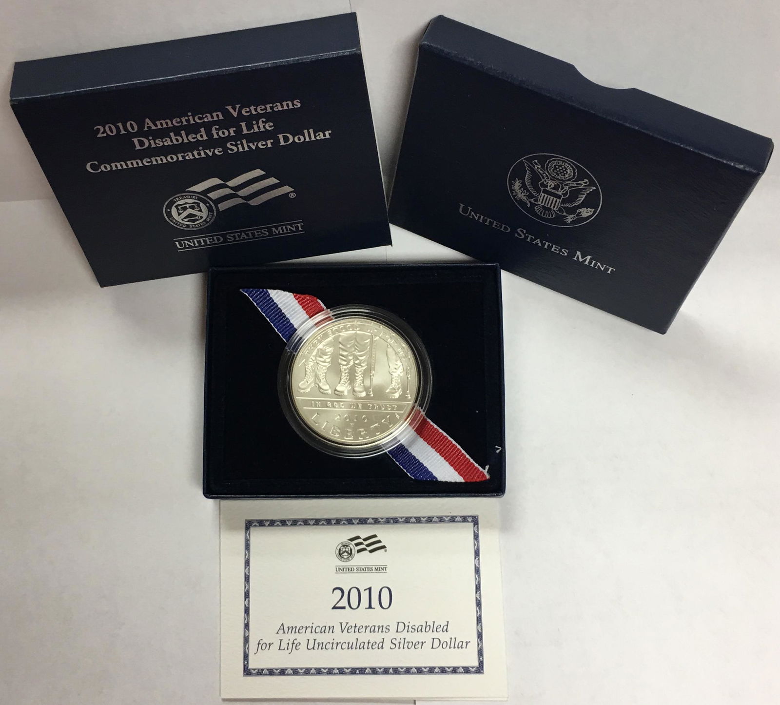 2010-W $1 American Disabled Veterans Commemorative Silver Dollar in OGP BU (1 of 5)