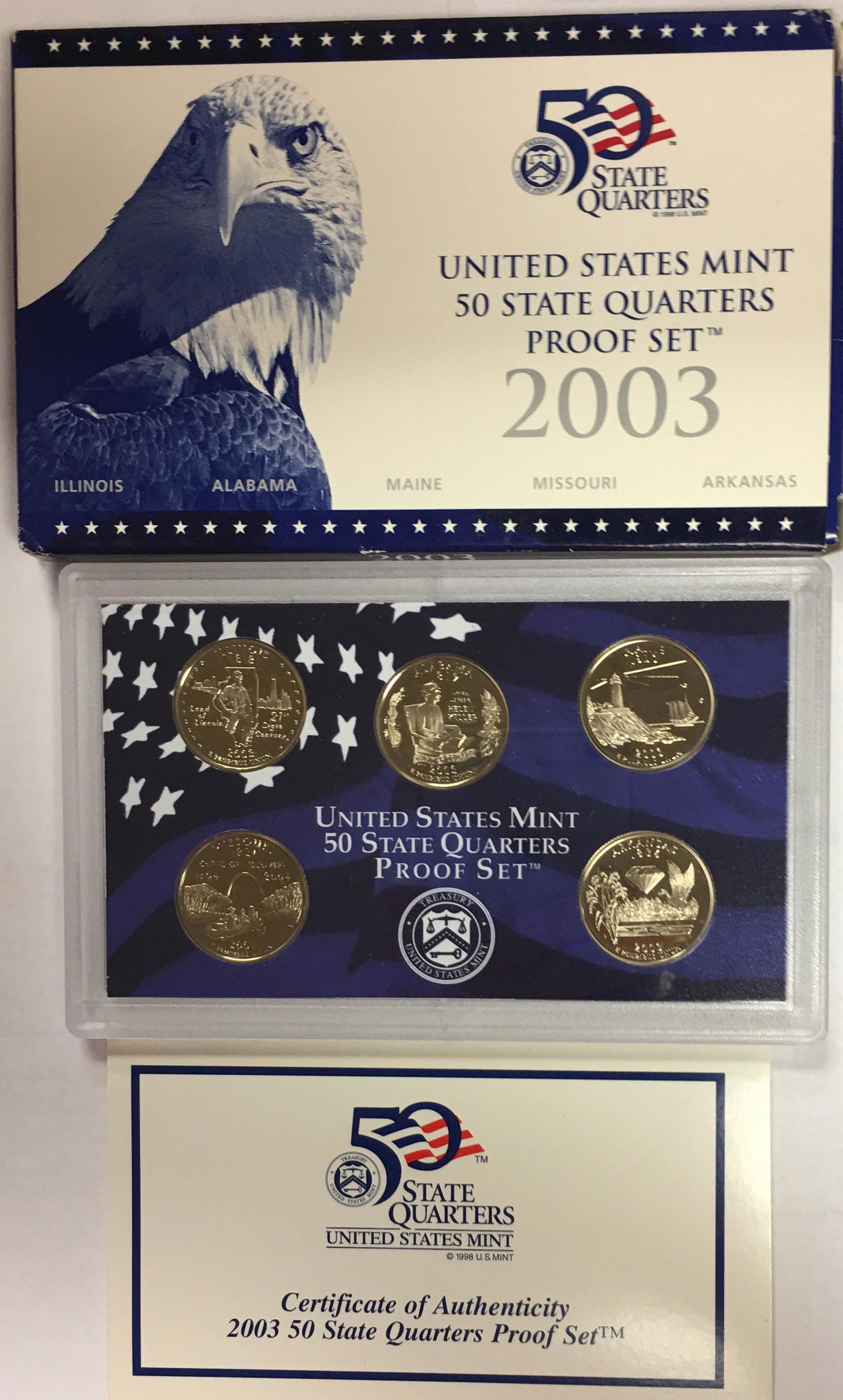 2003-S US Mint Quarter Proof Set in OGP & COA (1 of 3)