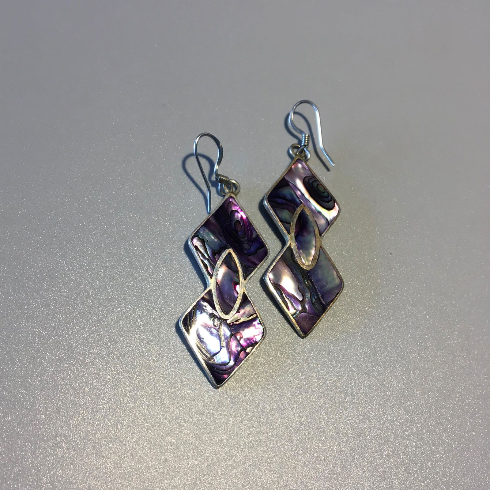 Silver & Abalone Shell Pendant Earrings (1 of 2)