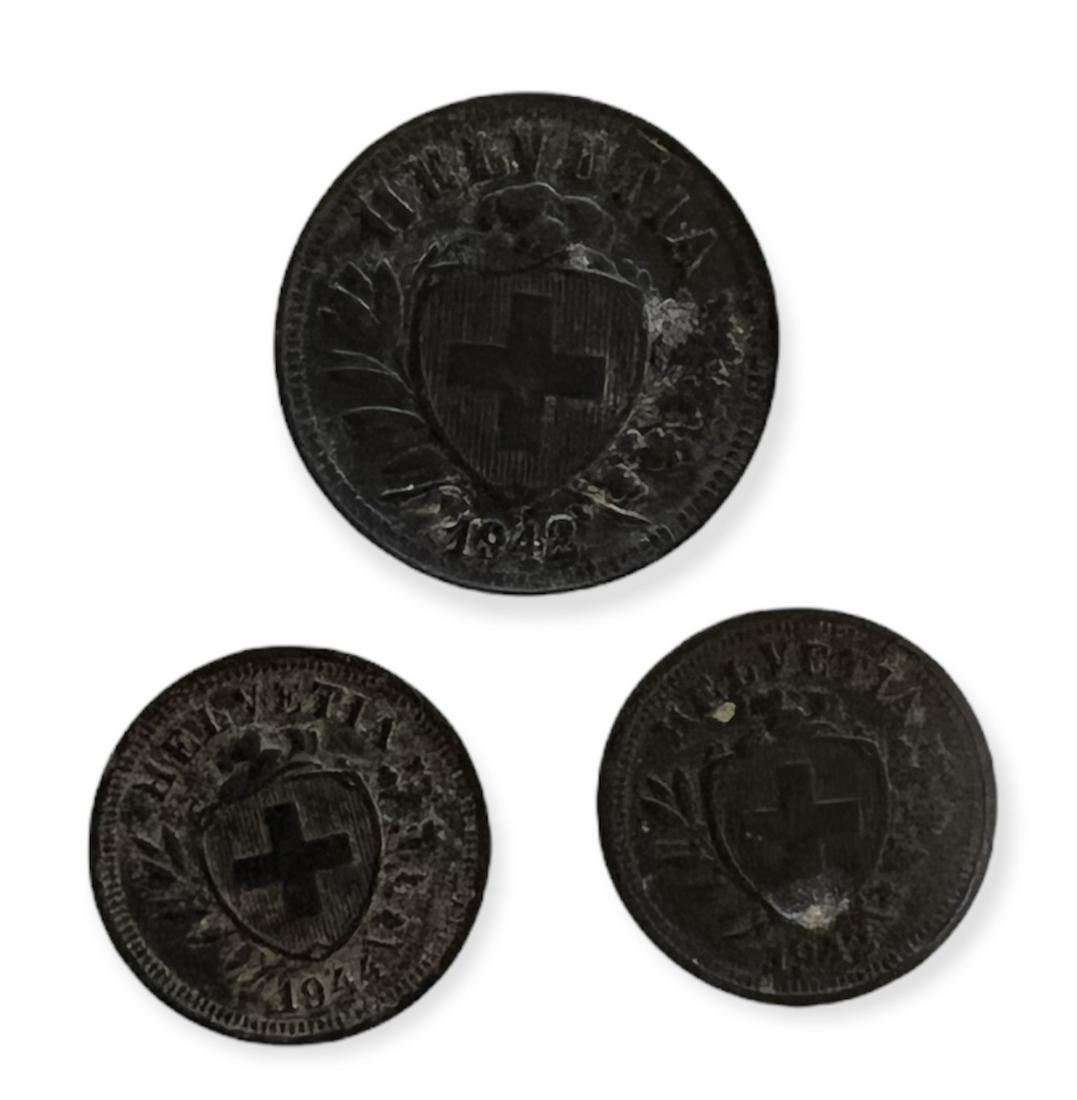 Lot of 3 WWII coins from Switzerland World War II (1 of 3)