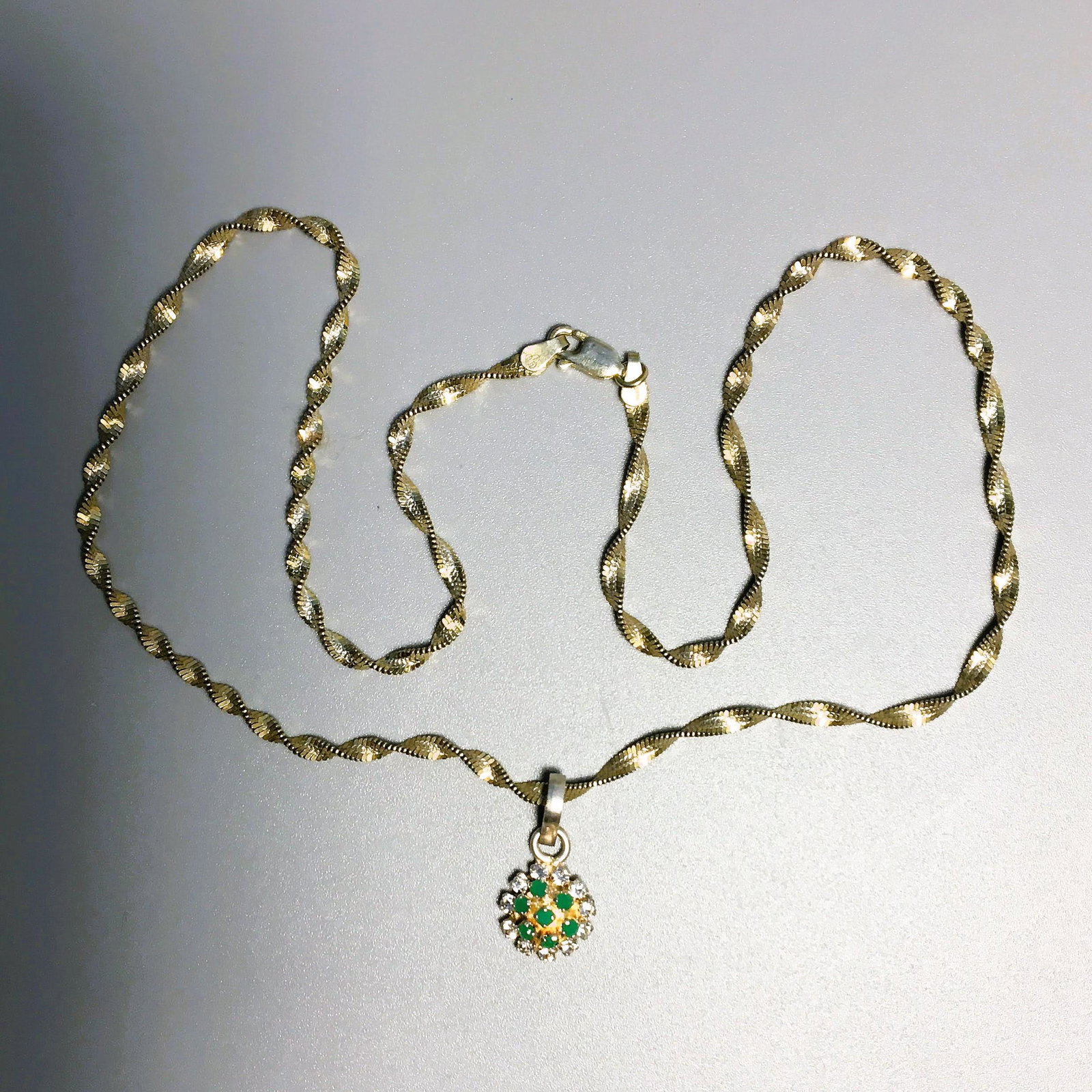 925 Italy Chain with Gold Tone & Stone Pendant Necklace (1 of 3)