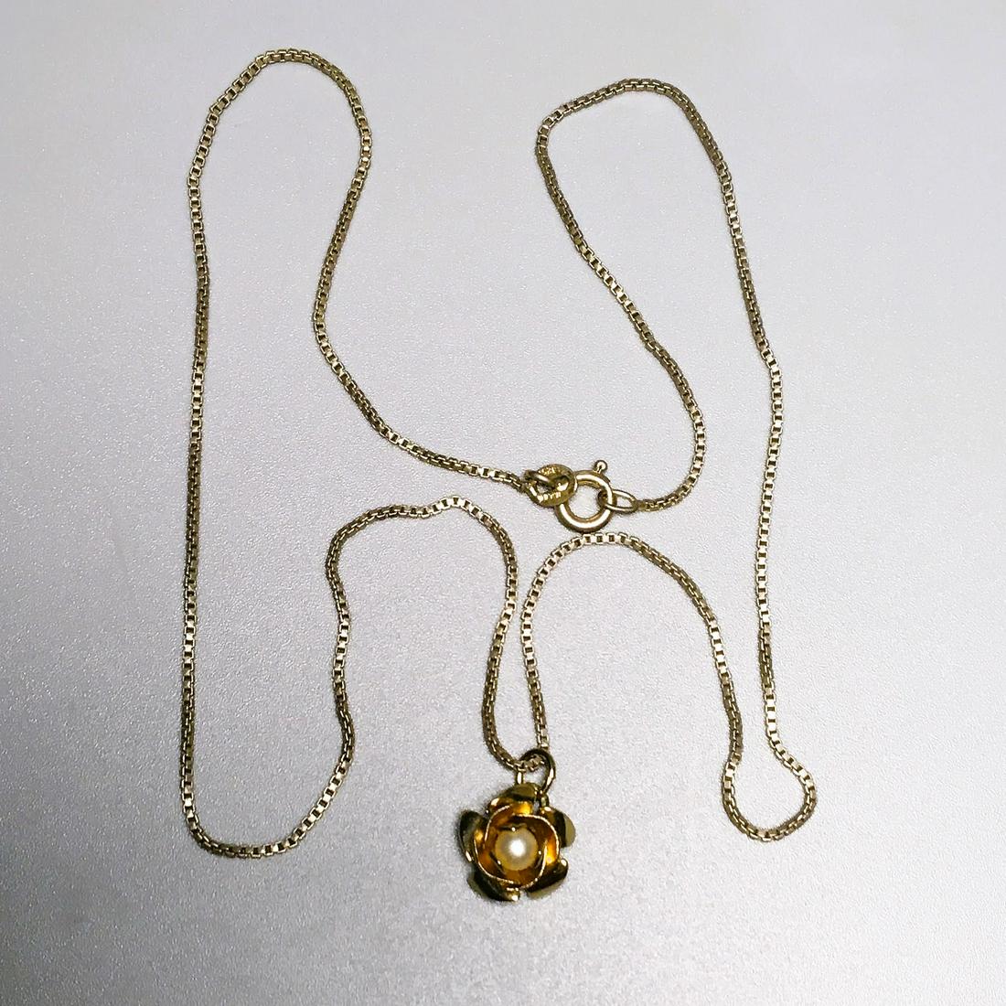 Italy 925 Chain with Gold Tone & Pearl Pendant Necklace (1 of 3)