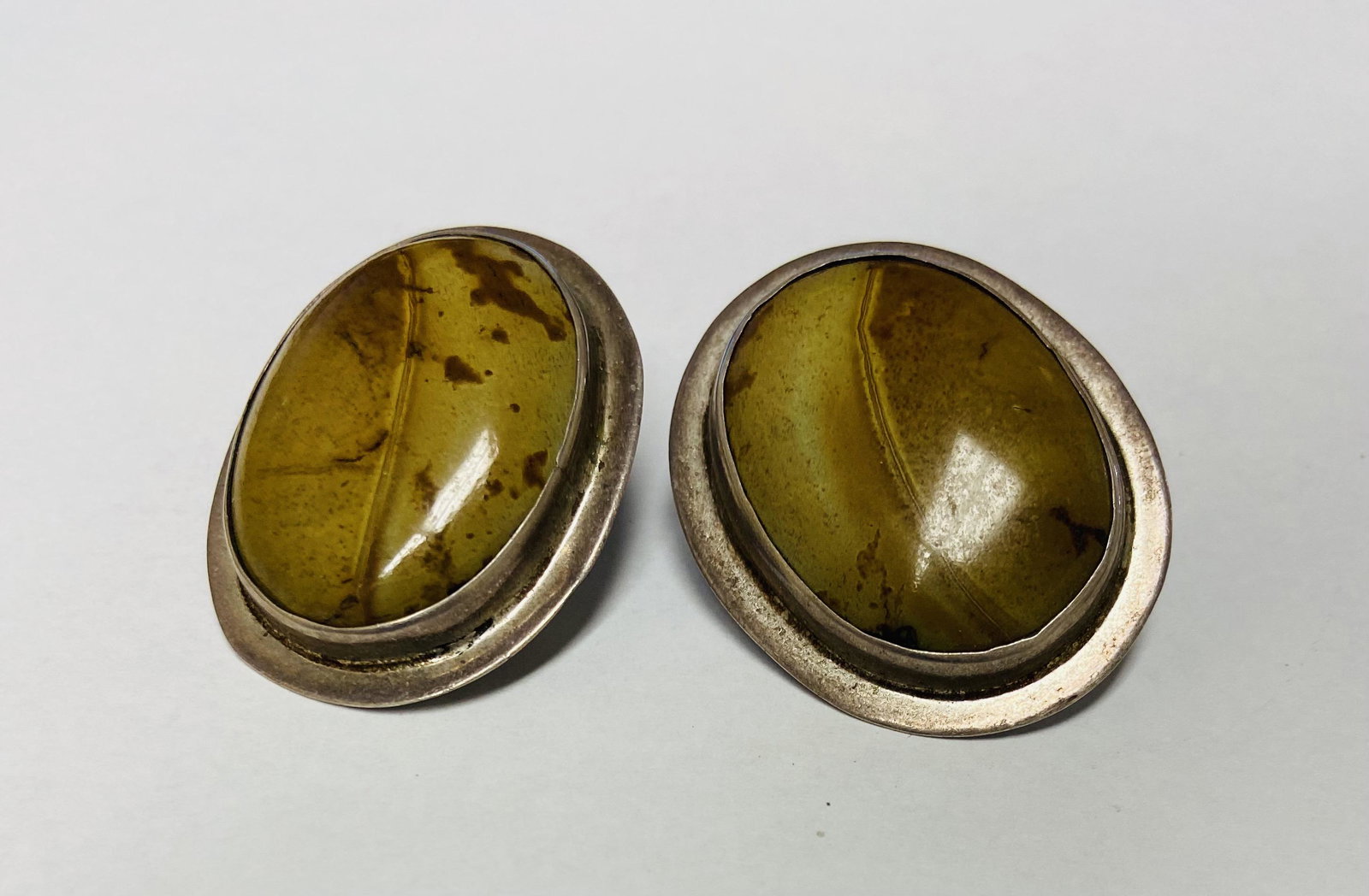 Sterling Silver Clip-On Earrings w/ Natural Stones - Marked 925, Clip-On Earrings with Natural (1 of 5)