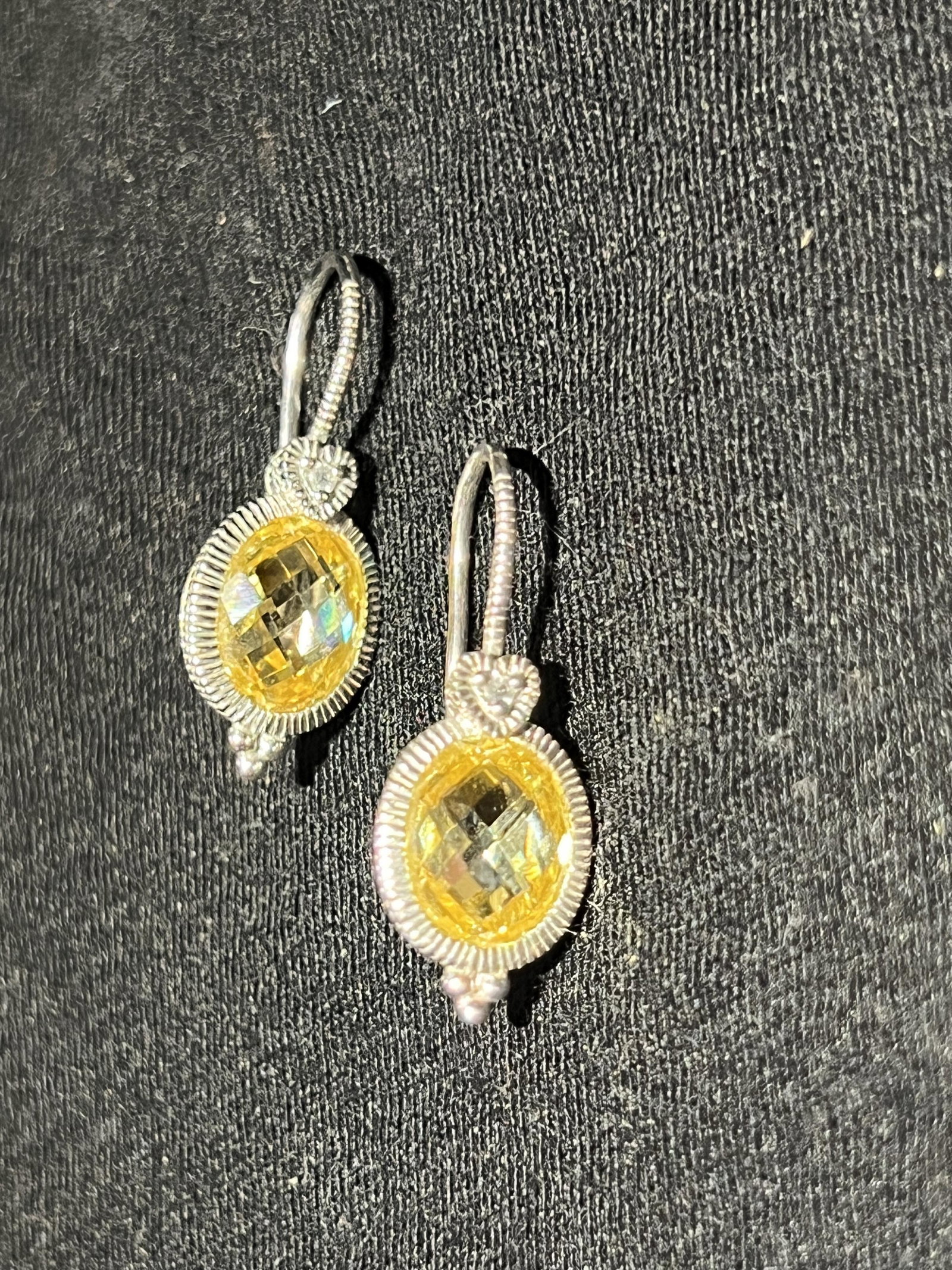 Judith Ripka sterling silver dangle earring with yellow crystal (1 of 1)