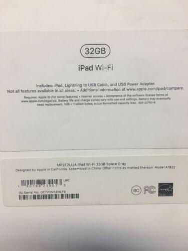 Apple iPad 5th Gen. 32GB, Wi-Fi, 9.7in Space Grey A1822 MP2F2LL/A (1 of 3)