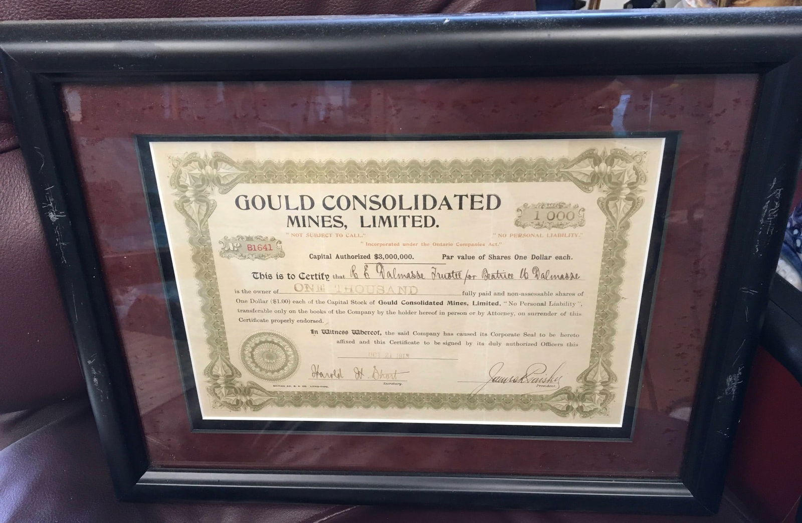 Gould Consolidated Mines, Limited, 1913 (1 of 3)